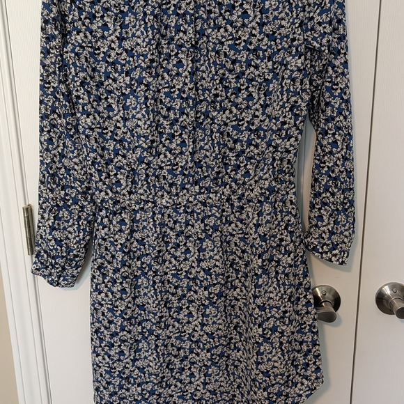 Dalia Blue and White Floral Wrap Long-Sleeve Dress - Picture 6 of 6
